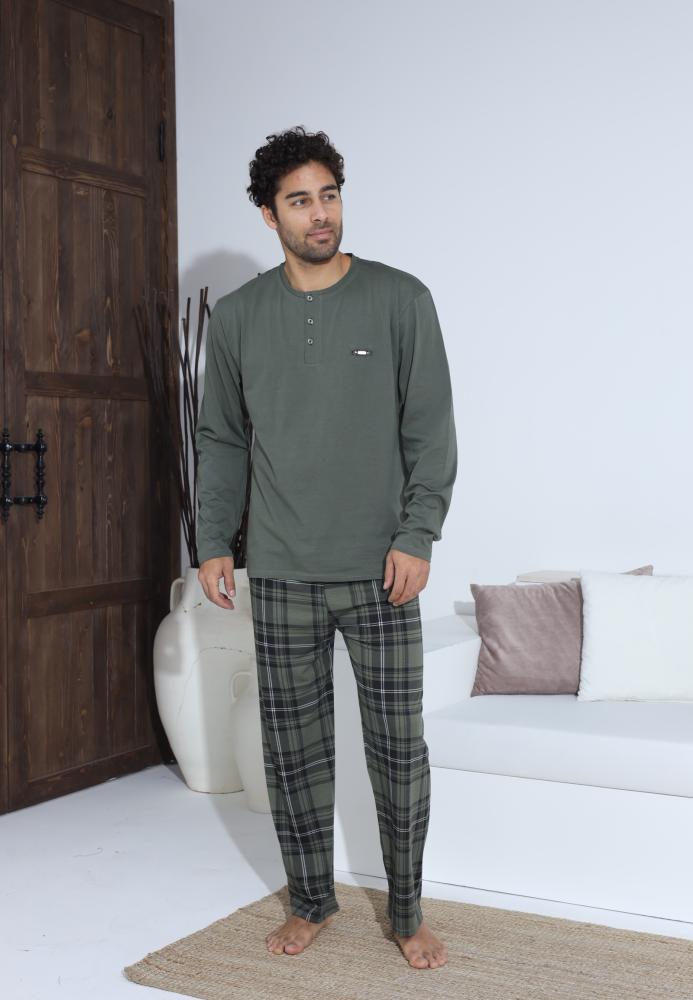 Pijama Barbati ,Maneca si Pantaloni Lungi,Culoare Verde,Engros